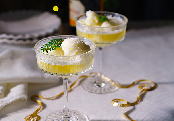 Sgrappino Cocktail mit Zitronensorbet